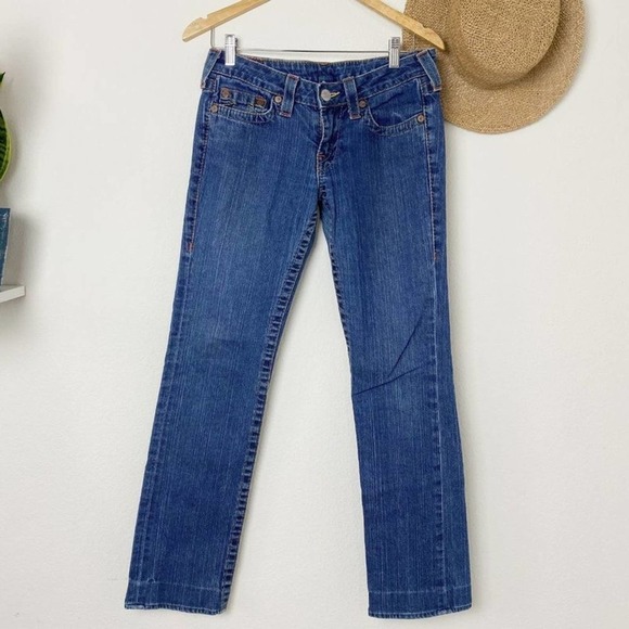 True Religion Light Wash Blue Denim Straight Jeans Size 28 - Picture 1 of 12